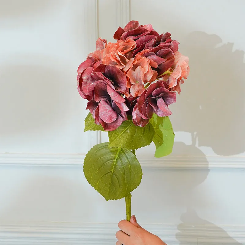 Faux Autumn Hydrangea Flower Stick (Pink) - 25 CM media 3