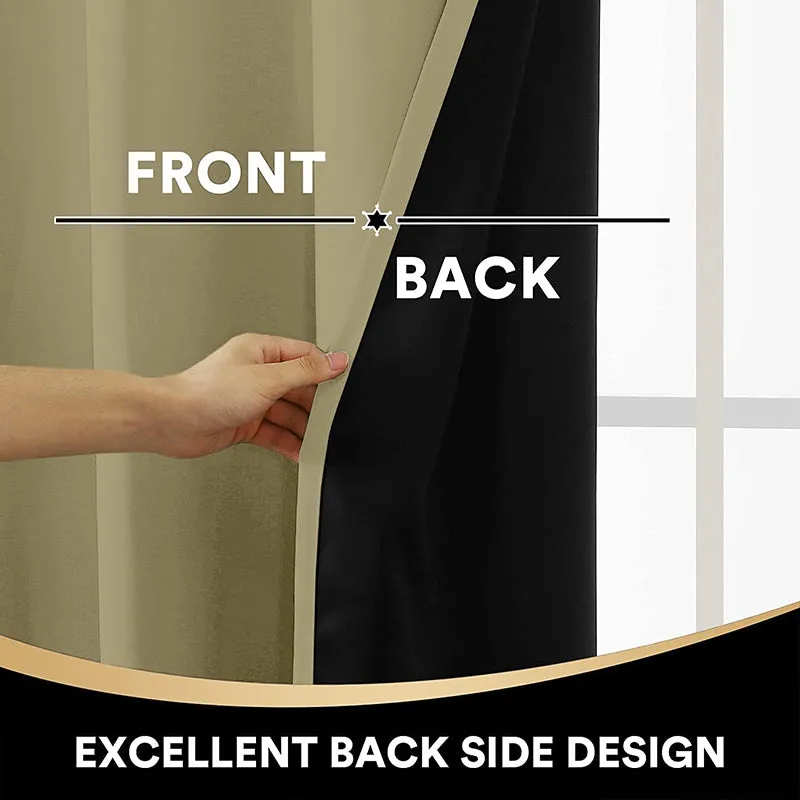 Noir Double Pinch Pleat Blackout Curtain - Khaki media 5