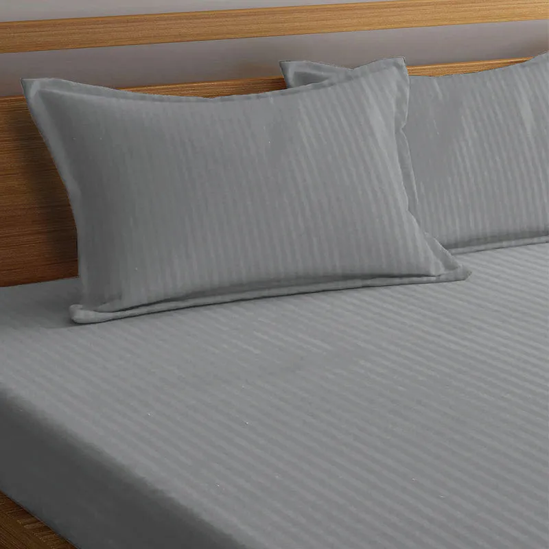 Onyx Stripes PolyCotton Bedsheet (Grey) - 150 GSM media 5