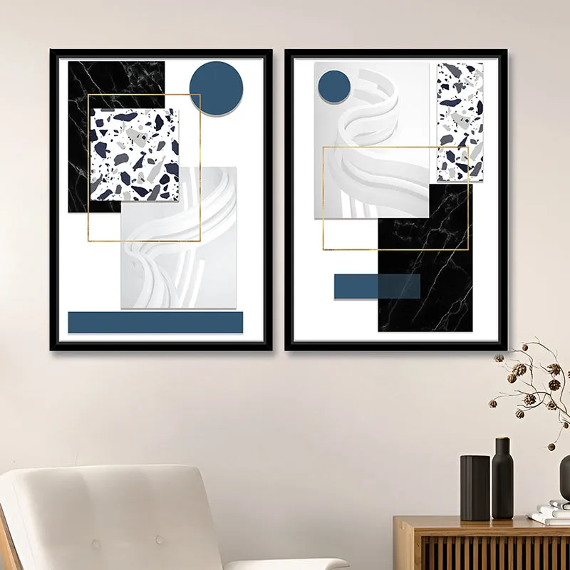 Mono Geometry Wall Art - Set Of Two media 1