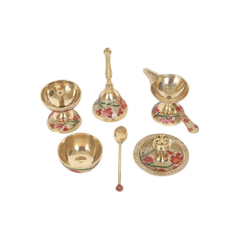 Brass Meena Pooja Thali - Set Of Six media 6
