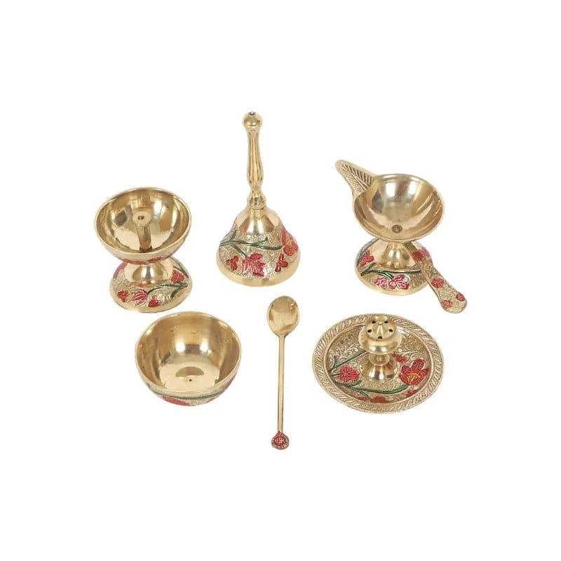Brass Meena Pooja Thali - Set Of Six media 6