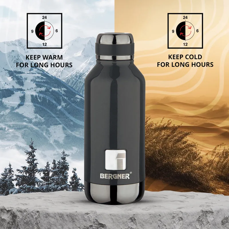 Bergner Walking Hydria Thermosteel Hot And Cold Flask (Black) - 750 mL media 3