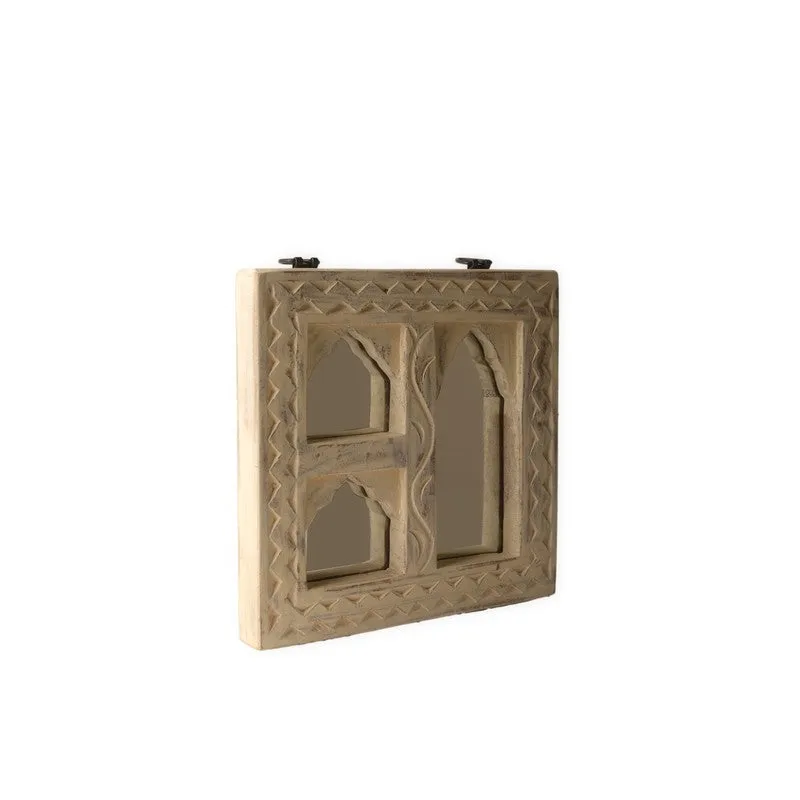 Ozyra Rustic Mango Wood Wall Mirror media 5