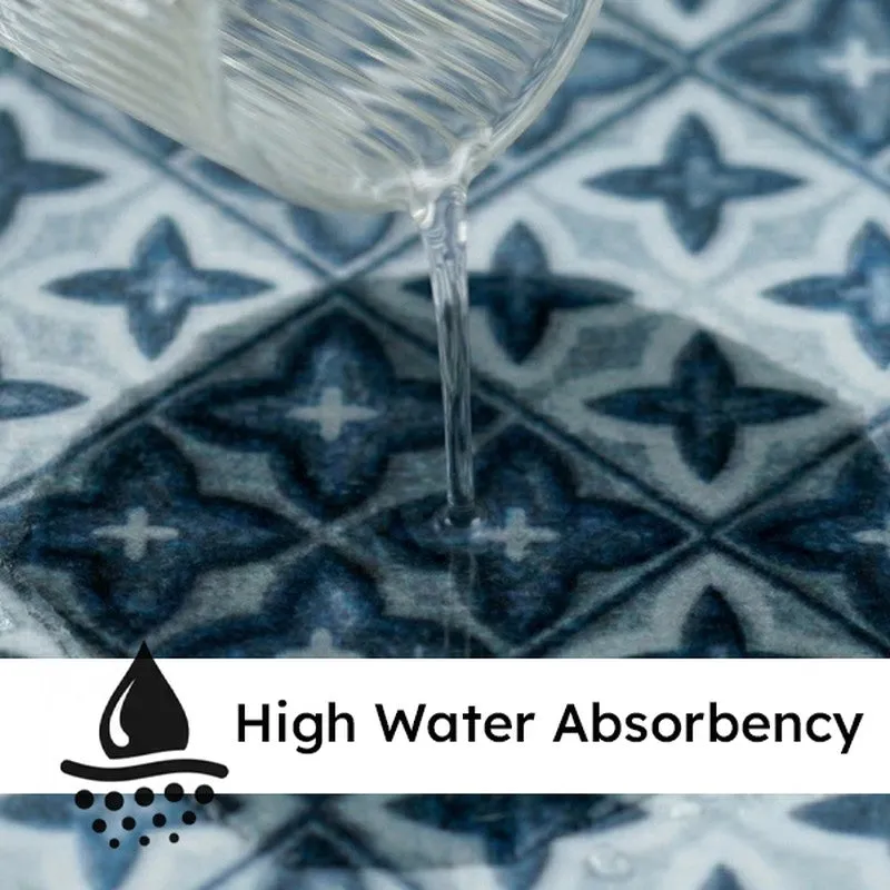 Muted Mosaic Polyester Kitchen Floor Mats (Blue) - Set of Two media 6