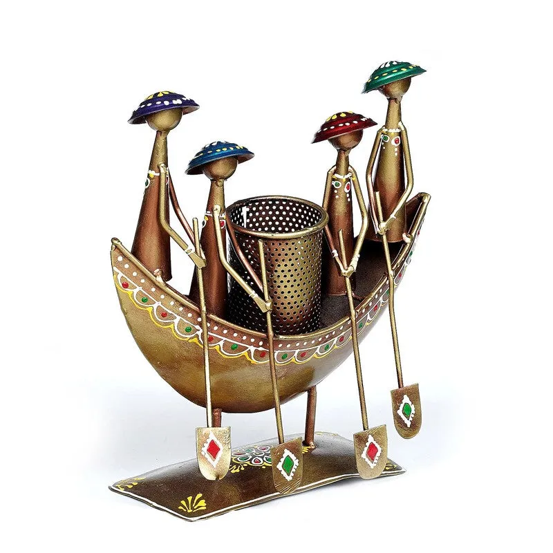 Handcrafted Iron Boat Pen Stationery Holder media 5