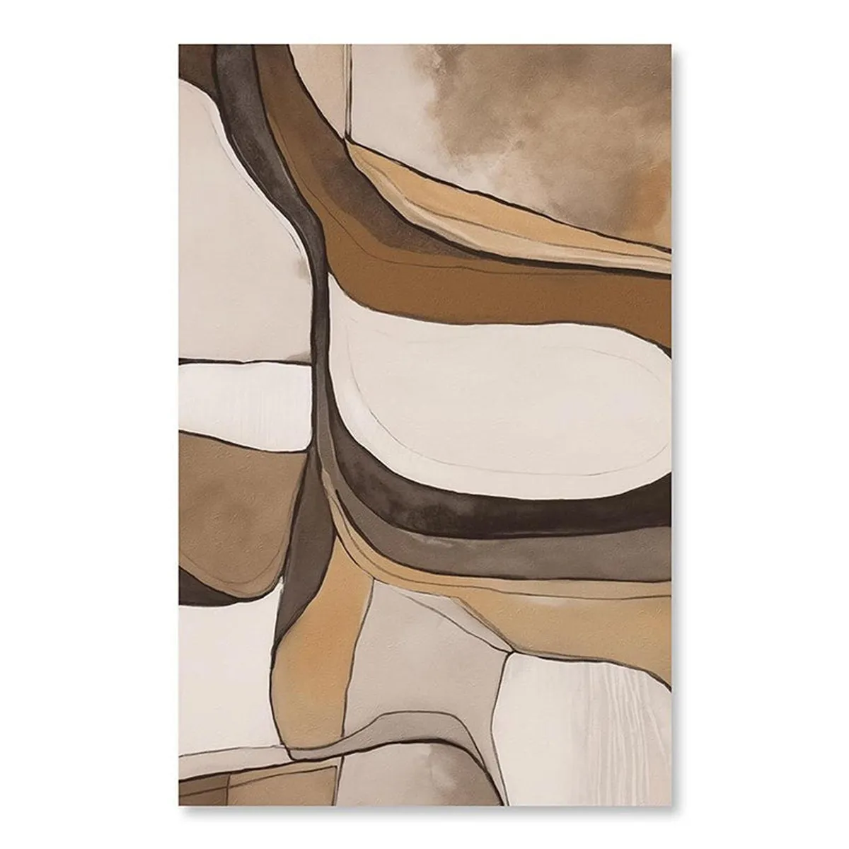 Front view of rectangular abstract canvas wall art on a white background