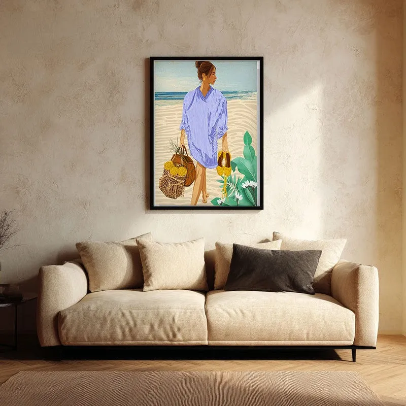 Coastal Escape Canvas Wall Painting - Black Frame media 1