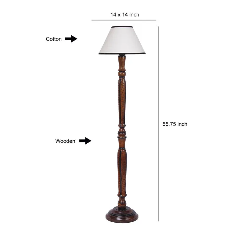 Hima Vintage Wooden Floor Lamp - White&Black media 6