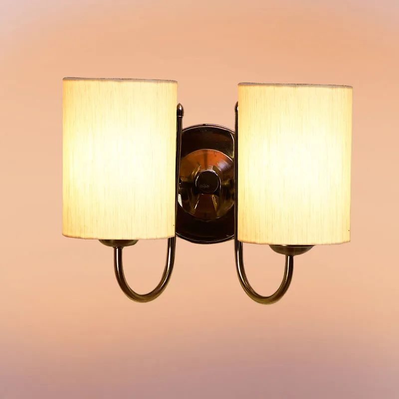 Veda Duo Cylindrical Fabric & Metal Wall Lamp - Off White media 3