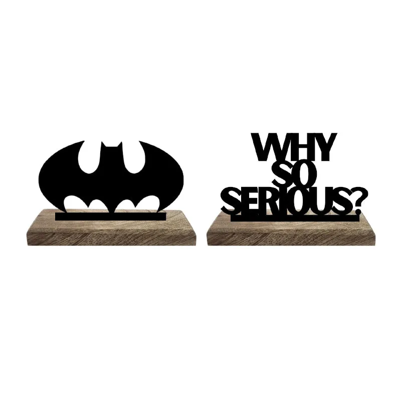 Dark Knight's Playful Pursuit Typography Showpiece - Set Of Two media 5