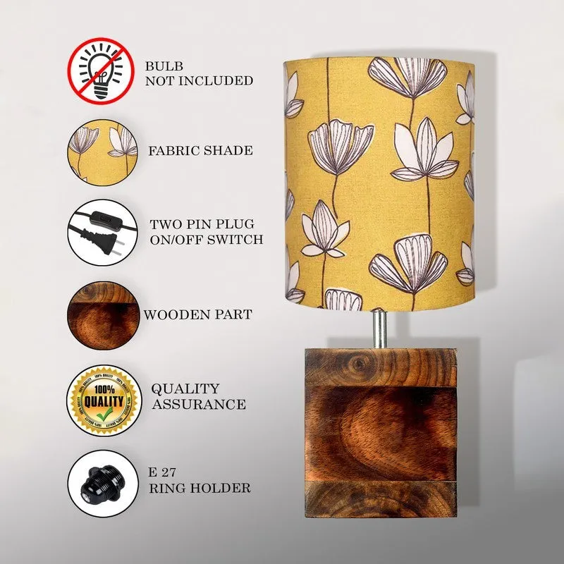 EverAura Elegant Bedside Wooden Table Lamp - Yellow,Brown media 6