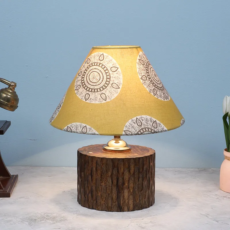 Mandala Merry Trunk Printed Mango Wood Table Lamp - Brown,Yellow,White media 2