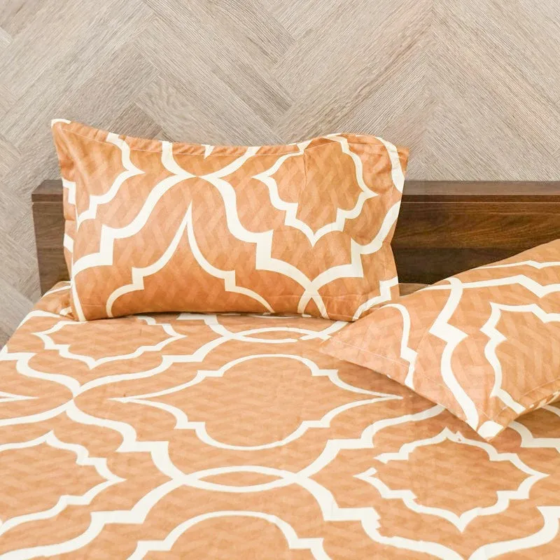 Medina Maze Ethnic Cotton Bedsheet (Warm Brown) - 200 TC media 4