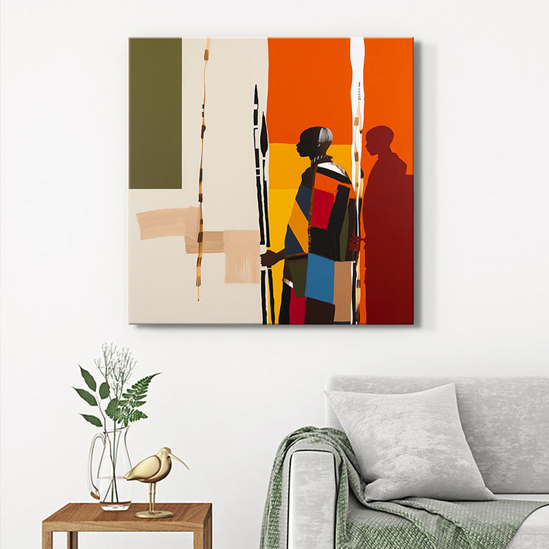 Gandhi Followers Poly Canvas Wall Painting