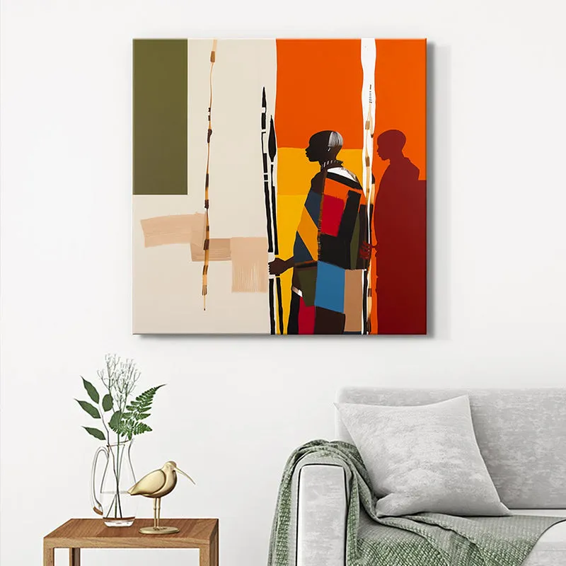 Gandhi Followers Poly Canvas Wall Painting media 1