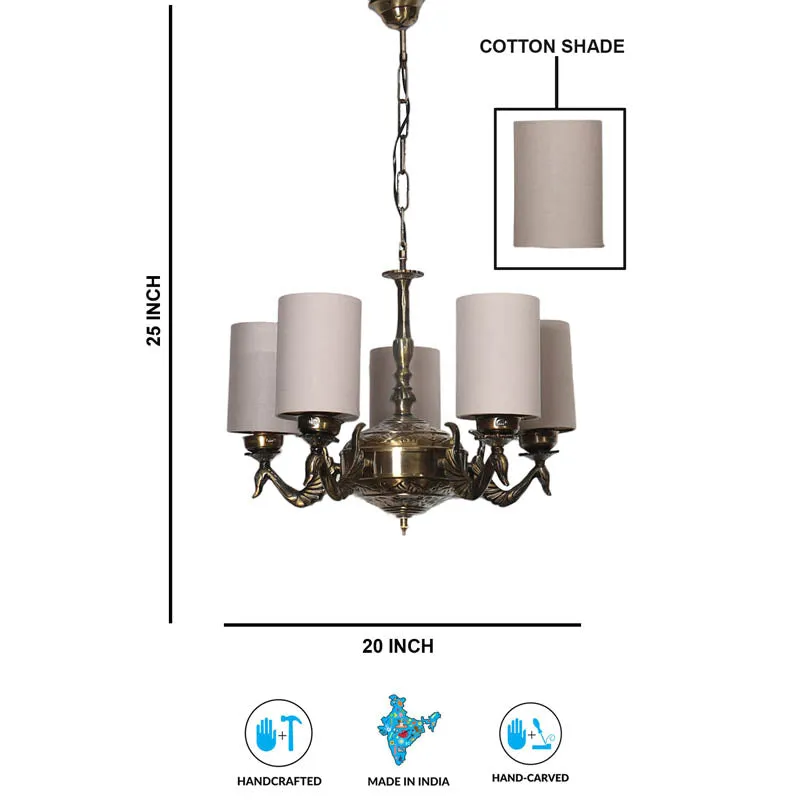Vihara Cylindrical Golden Antique Ceiling Lamp media 6