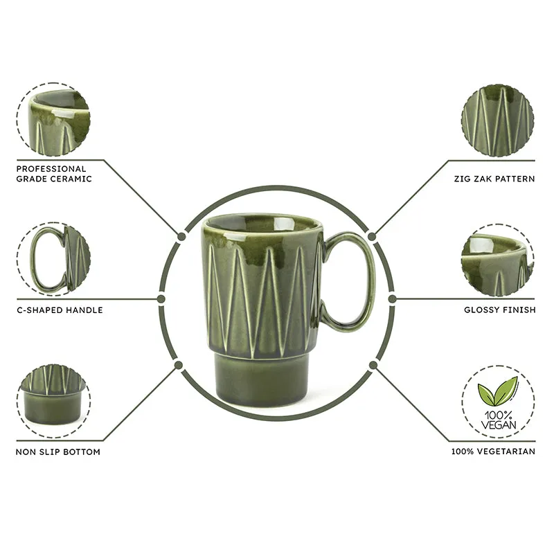 Kindred Ceramic Coffee Mug (Moss Green/350 mL Each) - Set Of Two media 4