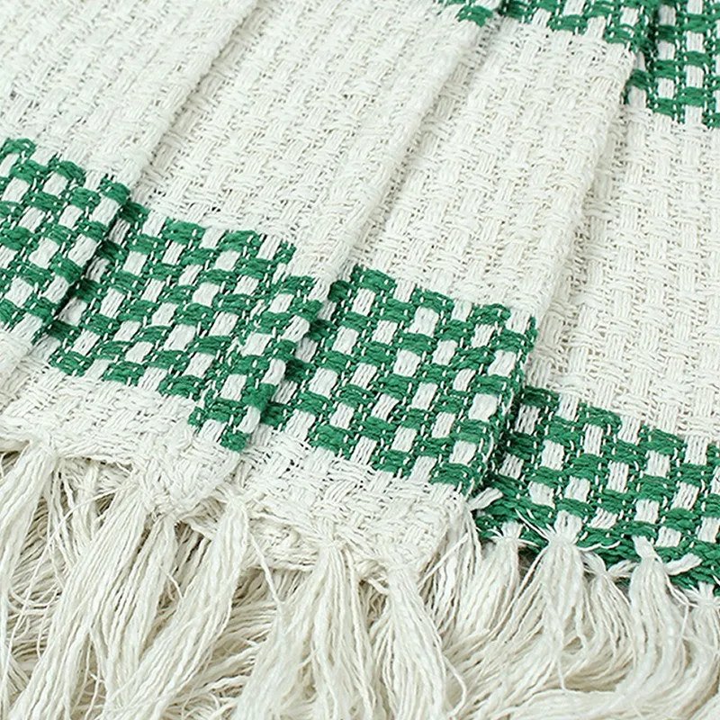 Rustic Fringed Edge Throw - Green media 6
