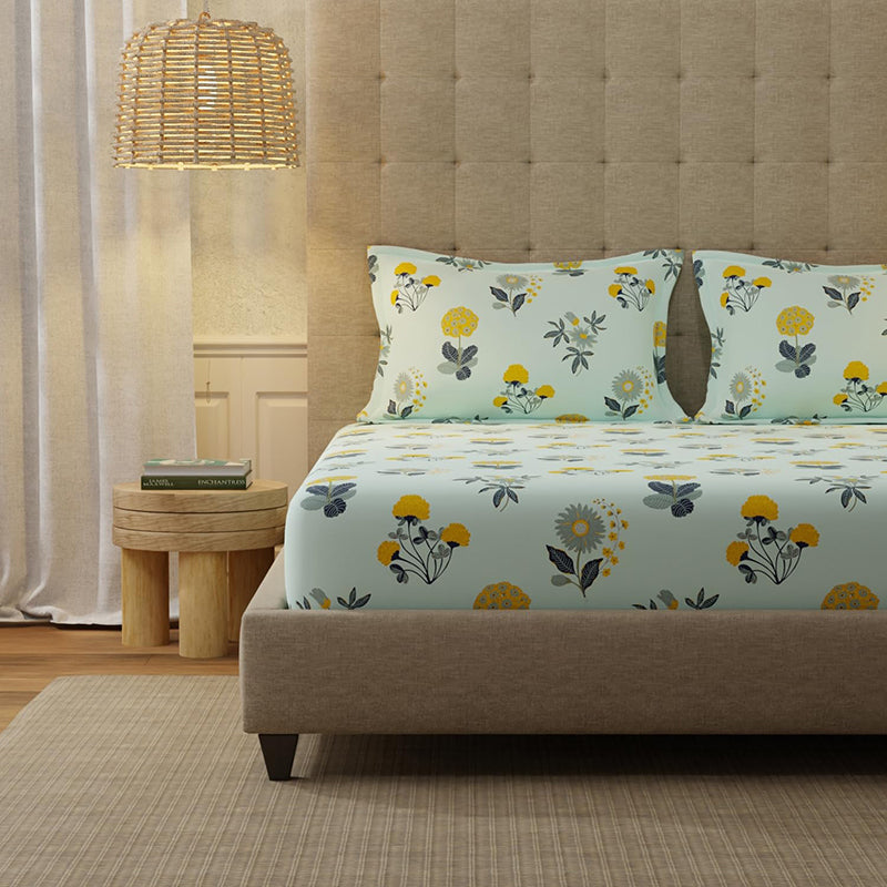 Urban Space Radiance Sky Blue Cotton Bedsheet - 200 TC media 3
