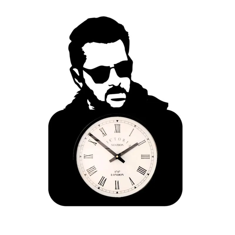 Salman Khan Steel Analog Wall Clock - Black media 4