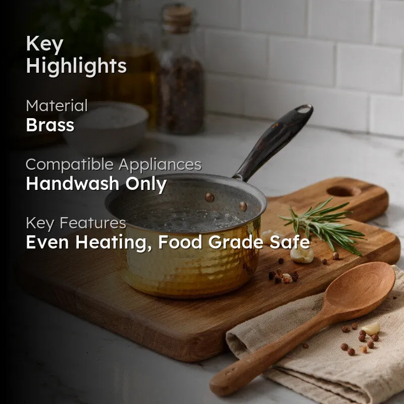 AurumCook Glossy Brass Saucepan - 1400 ML media 2