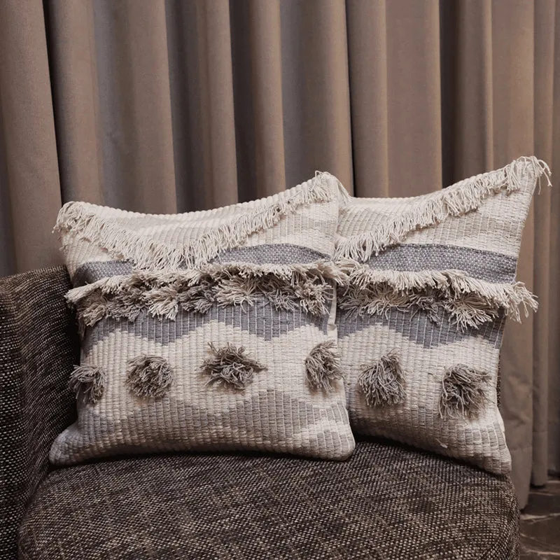 Button Bubble Tufted Cushion Cover (Grey) - Set Of Two media 1