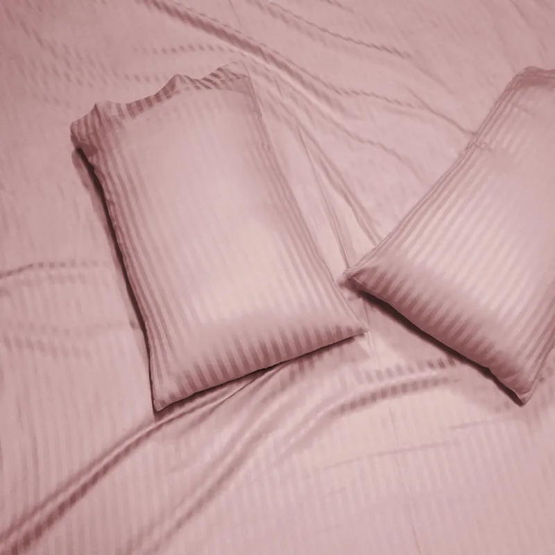 Stripe Charm Cotton Pillow Cover (Cameo Rose) - Set Of Two media 4