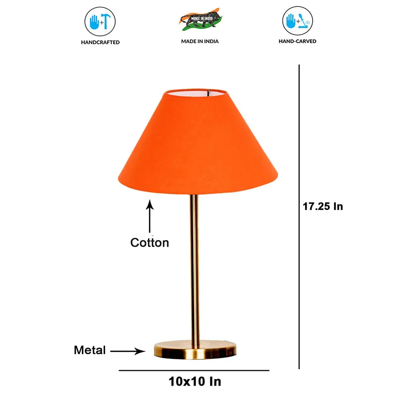 Glow Mesa Cotton & Metal Table Lamp (Empire) - Orange,Gold media 4