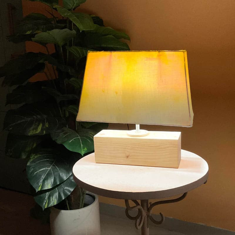 Grady Glow Recto Handpainted Fabric Table Lamp - Yellow,White,Brown