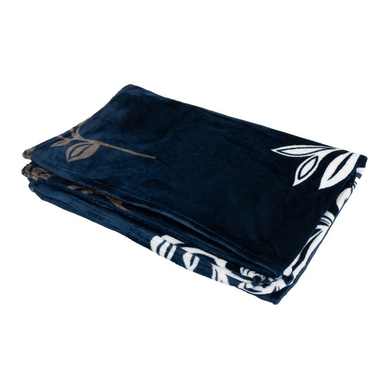 Nightbloom Floral Woolen Blanket (Blue) - 210 GSM media 3