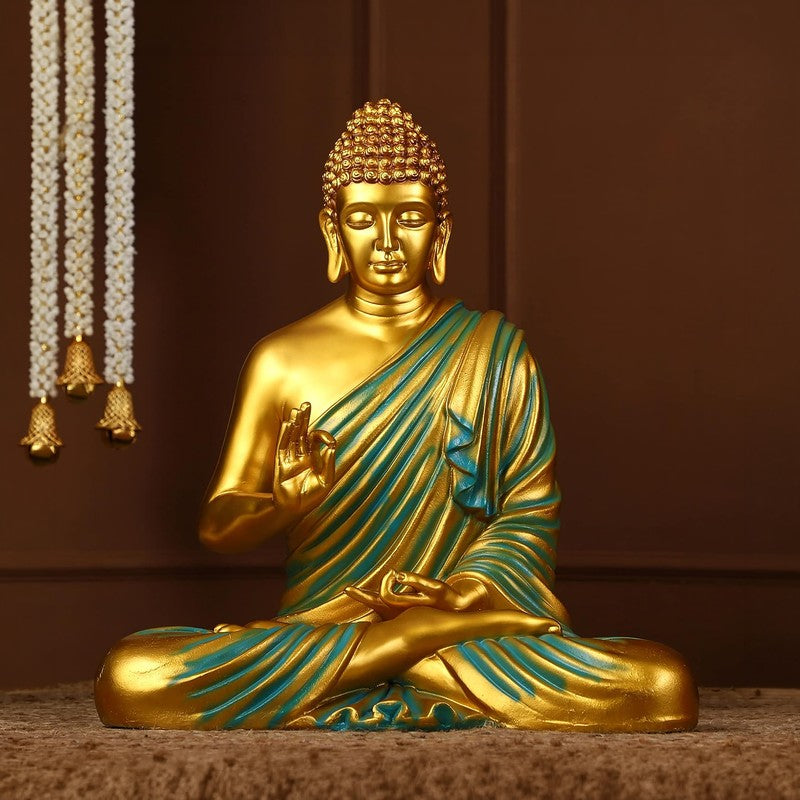 Dhyaan Bliss Buddha Marble Idol - Green