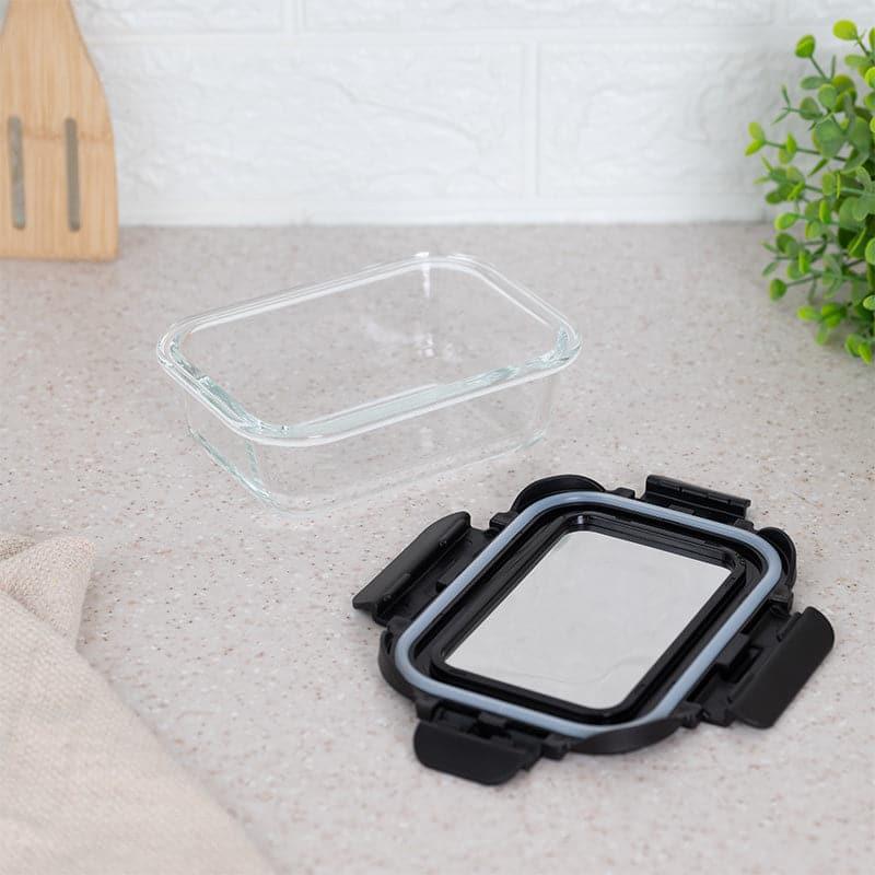 Boro Glass Lunch Box With Steel Lid (Black) - 370 ML media 5