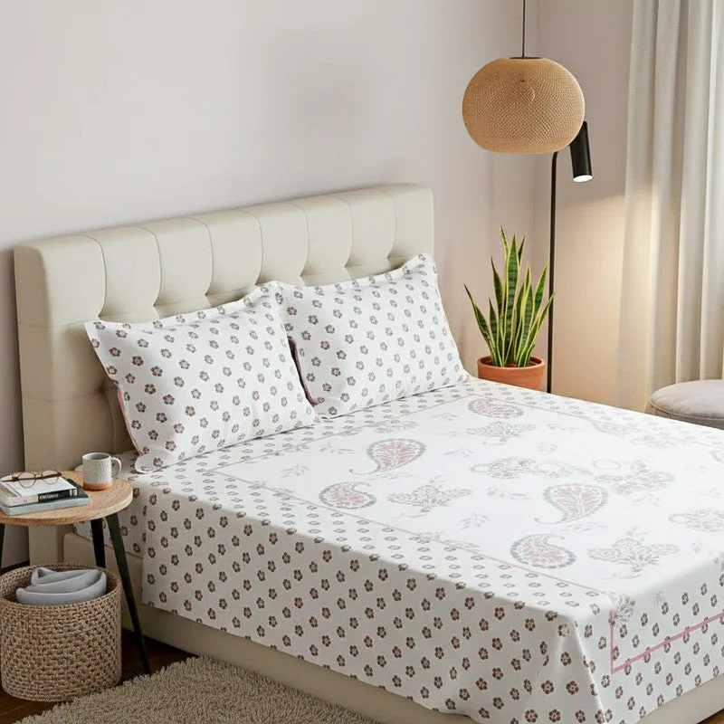 Paisley LaLa Land Cotton Bedsheet (Rust,Red) - 170 TC media 3