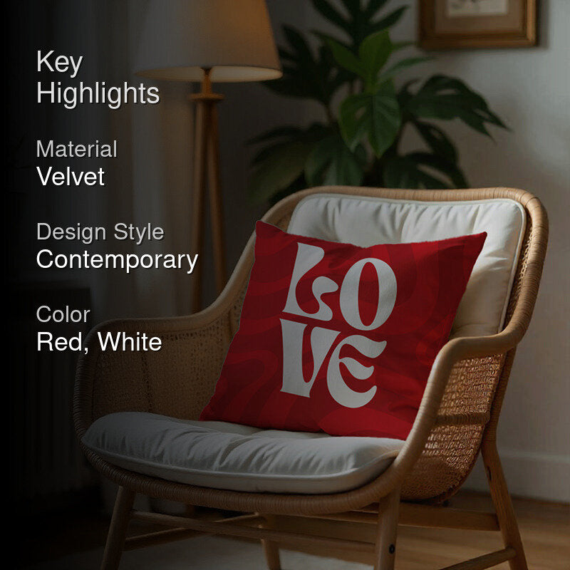 Lush "Love" Printed Velvet Cushion Cover media 2