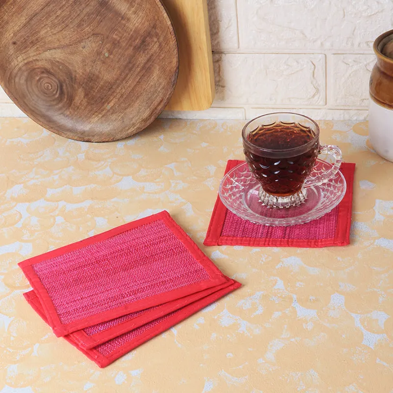 Woodland Nest Bamboo Coaster (Pink) - Set Of Four media 4