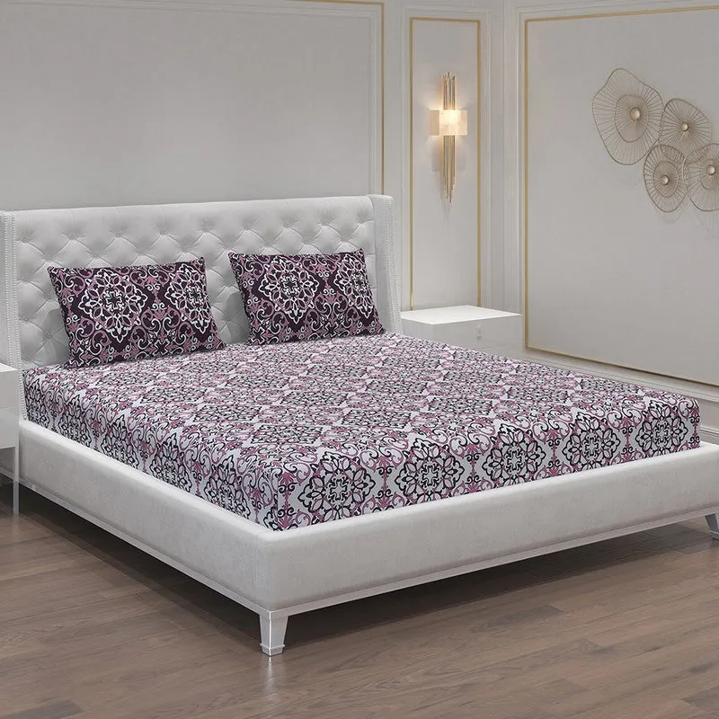 Monte Carlo Petal Aura Cotton Bedsheet (Brown,White) - 104 TC media 1