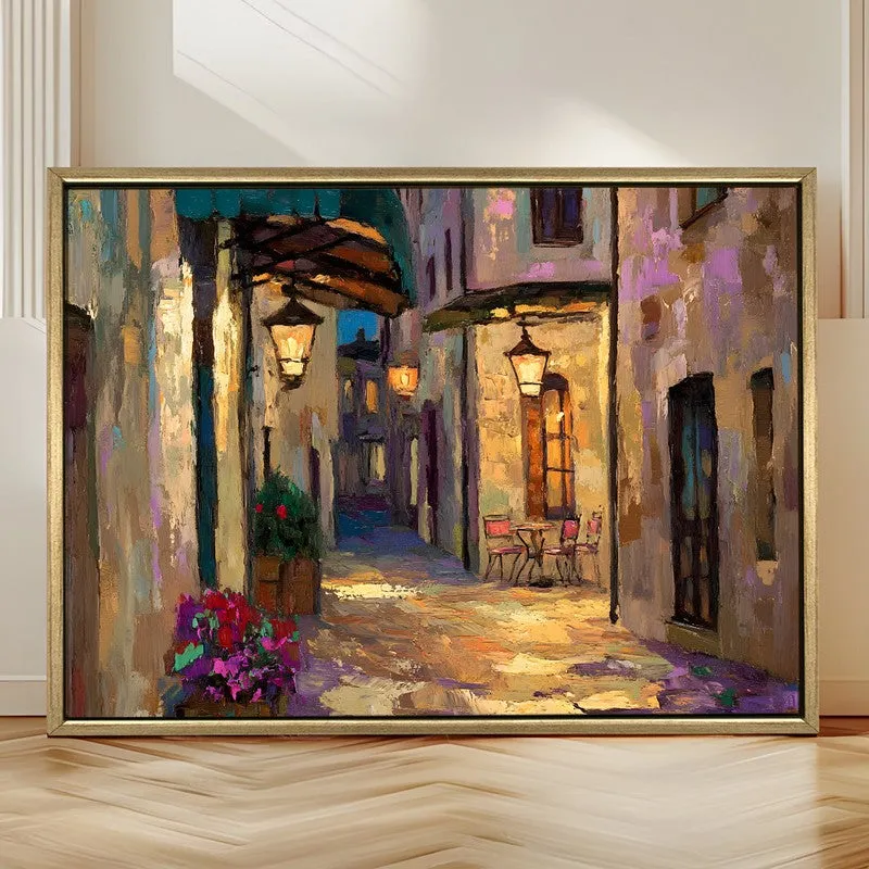 Nocturne Cafe Canvas Wall Painting With Frame media 4