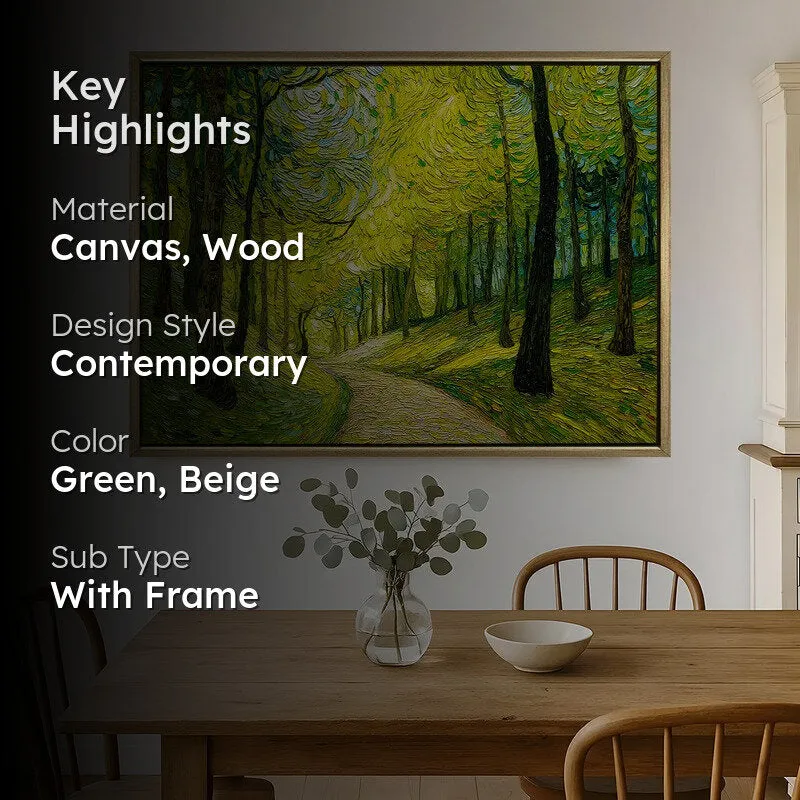 Sunlit Woodland Canvas Wall Painting With Frame media 2