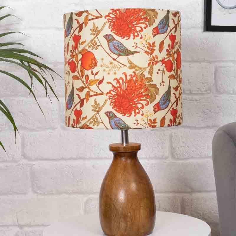 Amber Brown Fabric Table Lamp - Multicolor media 3