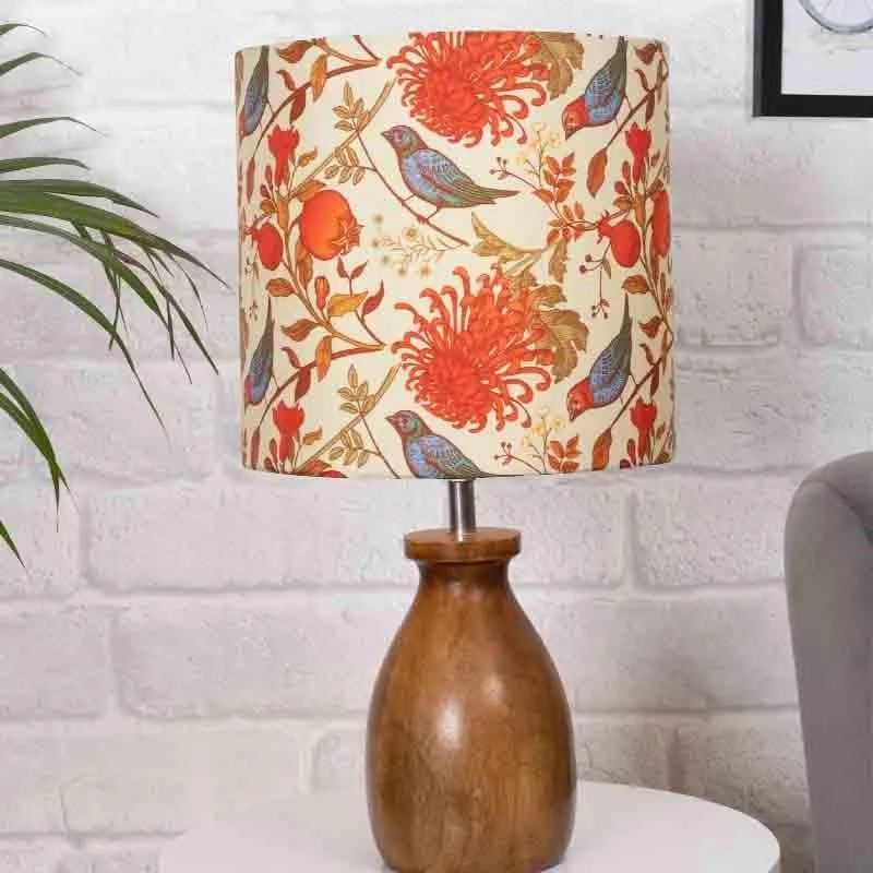Amber Brown Fabric Table Lamp - Multicolor media 3