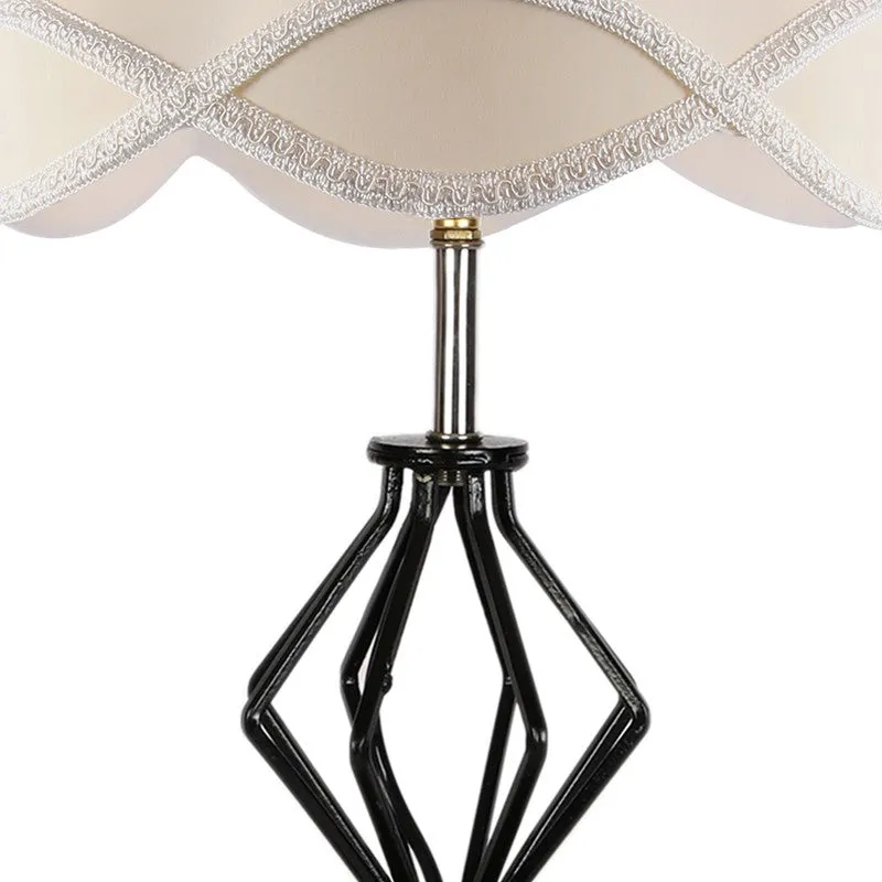 Aurencia Cotton Table Lamp With Wooden Base - Ivory media 8