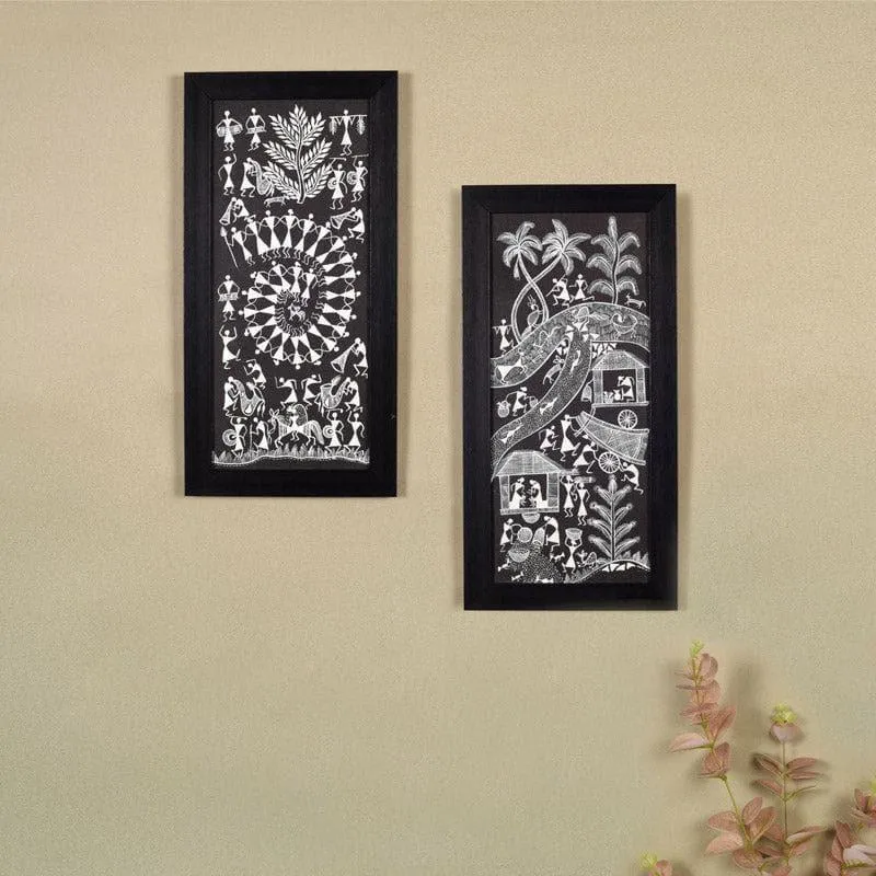 Warli Rythm Wall Art - Set Of Two media 1