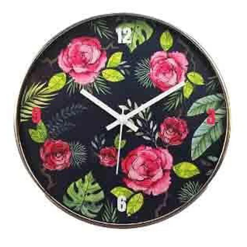 Misty Morning Blue Roses Wall Clock media 6