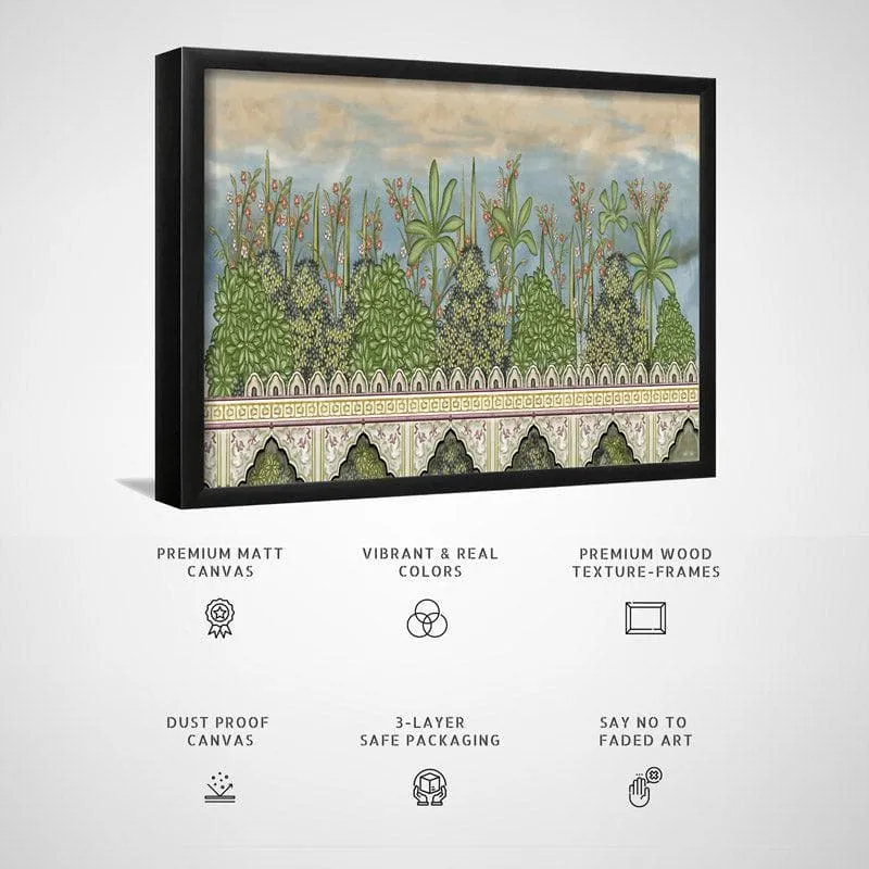 Mughal Heritage Garden Canvas Wall Painting - Black Frame media 6