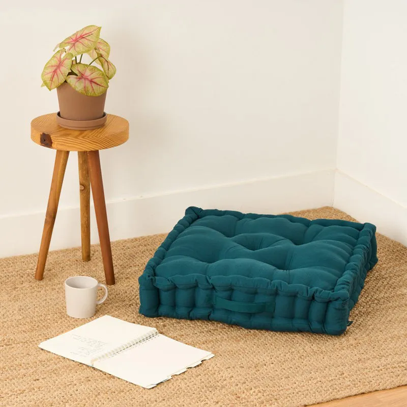 Marlon Cotton Floor Cushion - Botanical Green media 1