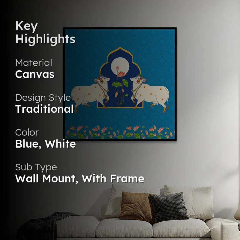 Kamadhenu Duo Canvas Wall Art With Frame media 2