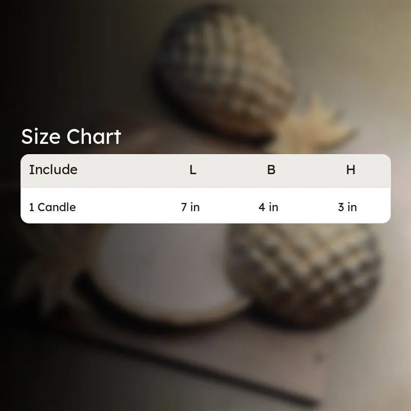 Blurred product image with a size chart overlay