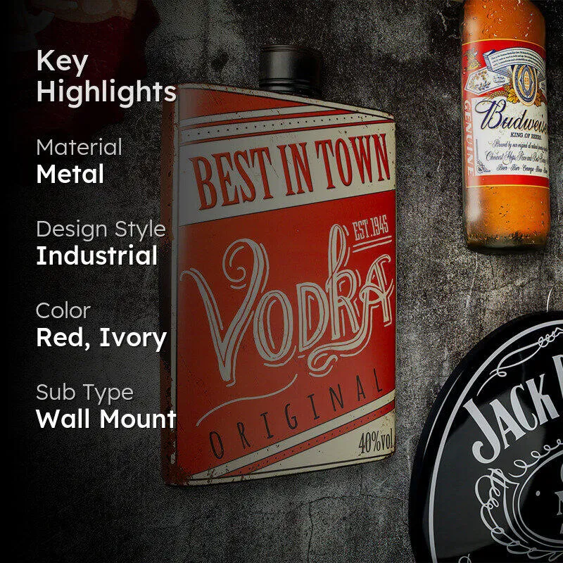 Best Vodka Flask Metal Wall Accent media 2