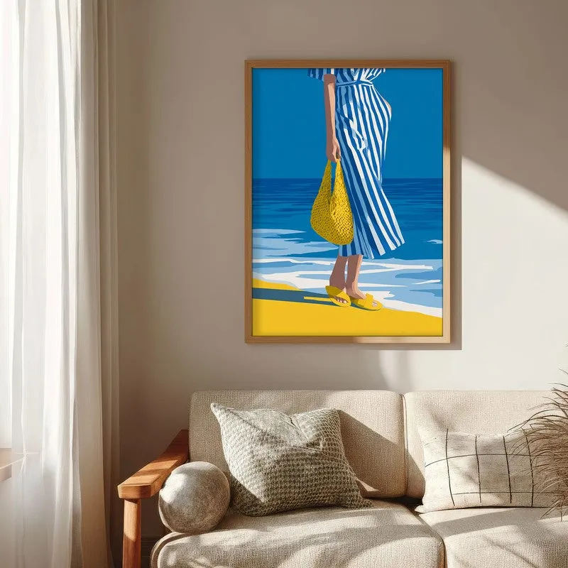 Shoreline Canvas Wall Painting - Brown Frame media 6